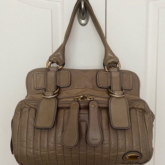 Authentic Chloé Quilted Bay Satchel Top Handle Bag Taupe - Picture 1 of 11